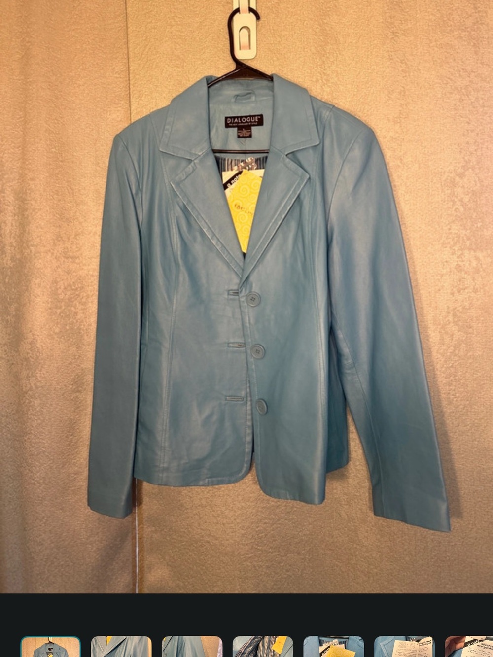Dialogue Light Blue Leather Blazer Jacket
